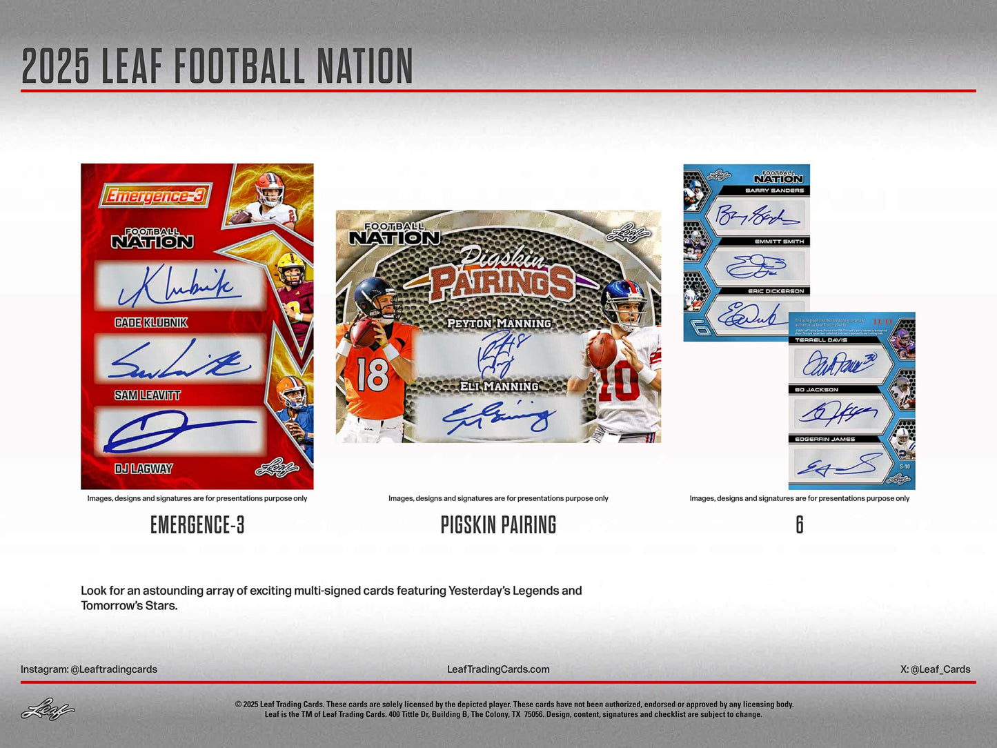 2025 Leaf Football Nation Hobby, 12 Box Case