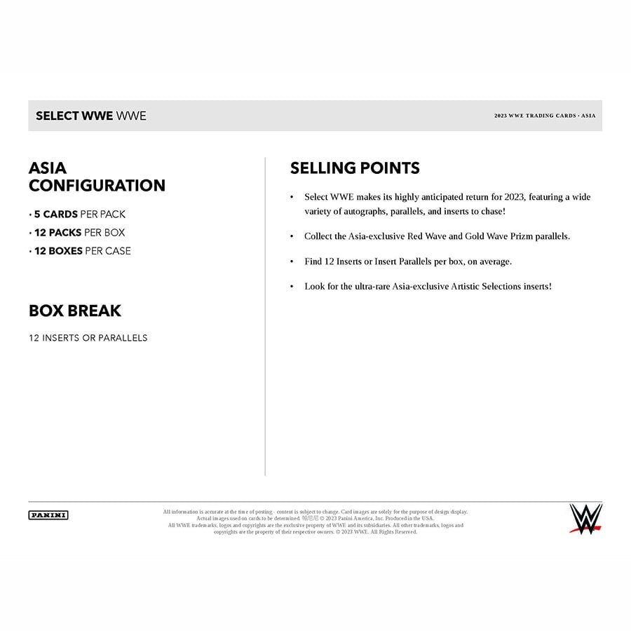 2023 Panini Select WWE Asia TMALL, 12 Box Case