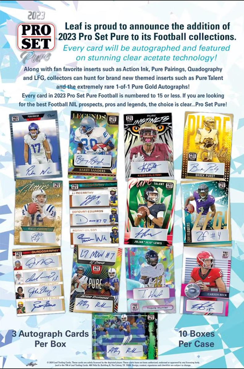 2023 Leaf Pro Set Pure Football Hobby, Box