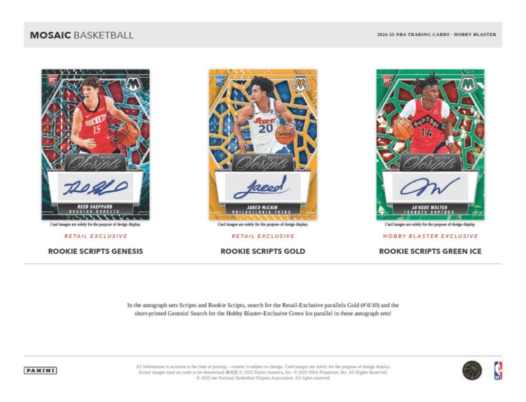 2024-25 Panini Mosaic Basketball Hobby Blaster, 20 Box (Green Ice) Case