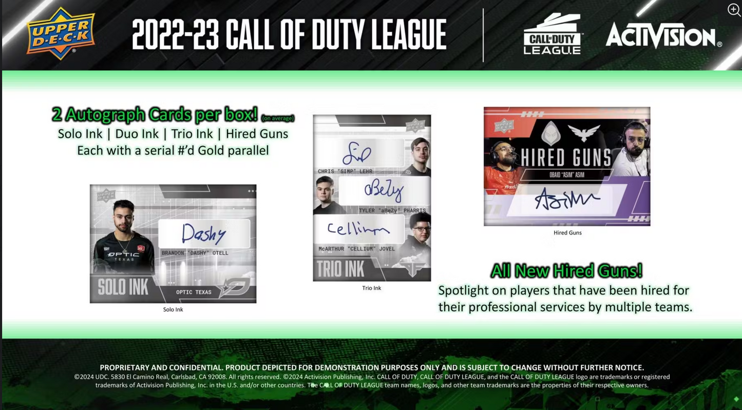 2023 Upper Deck Call of Duty League Hobby, 10 Box Case
