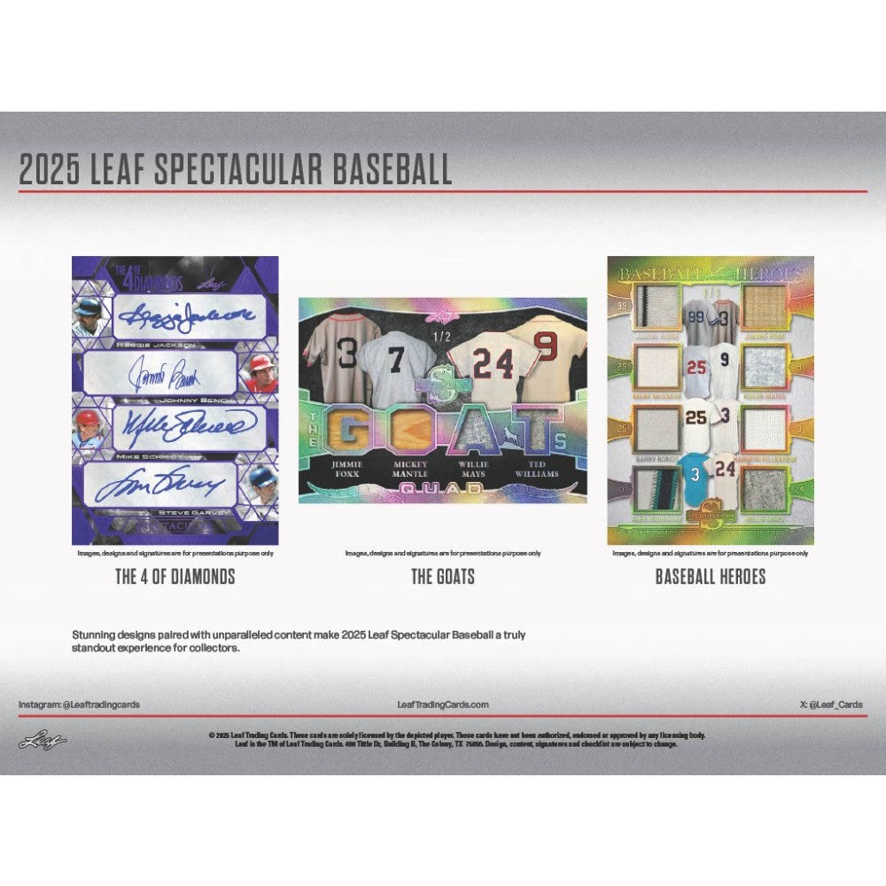 2025 Leaf Spectacular Baseball Hobby, 3 Box Case