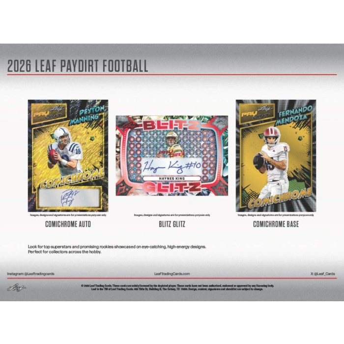 2026 Leaf Paydirt Football Jumbo, 10 Box Case