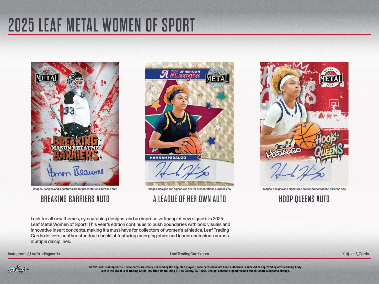 2025 Leaf Metal Women of Sport Hobby, 10 Box Case