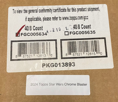2024 Topps Star Wars Chrome, 40 Blaster Box Case