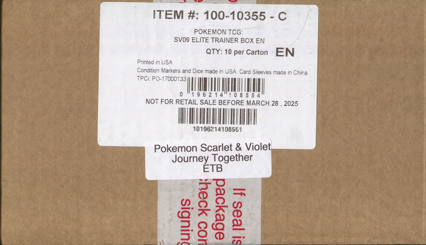 Pokemon Scarlet & Violet Journey Together, 10 Elite Trainer Box ETB Case