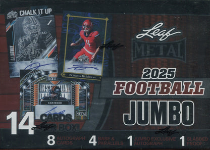 2025 Leaf Metal Football Jumbo, 8 Box Case
