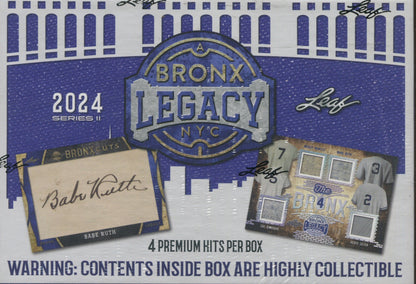 2024 Leaf A Bronx Legacy Baseball Series 2 Hobby, 10 Box Case