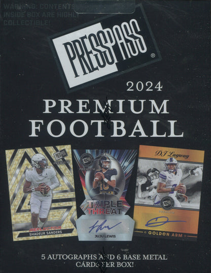 2024 Leaf Press Pass Premium Football Hobby, 12 Box Case