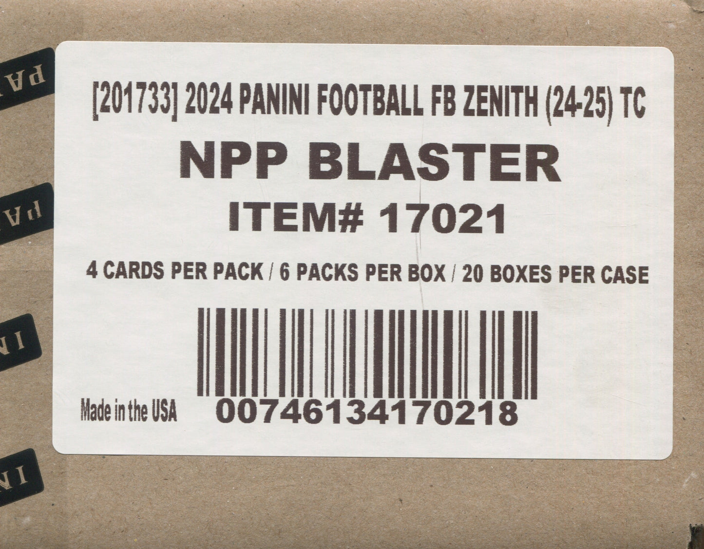 2024 Panini Zenith Football Blaster, 20 Box Case