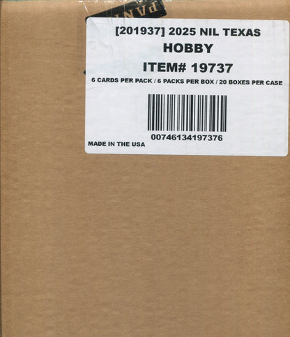 2025 Panini NIL University of Texas Hobby, 20 Box Case