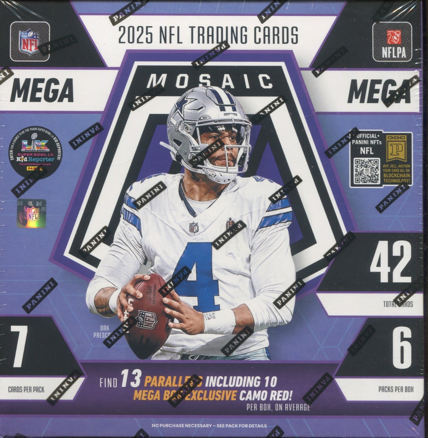 2025 Panini Mosaic Football Hobby, Mega Box (Camo Red)