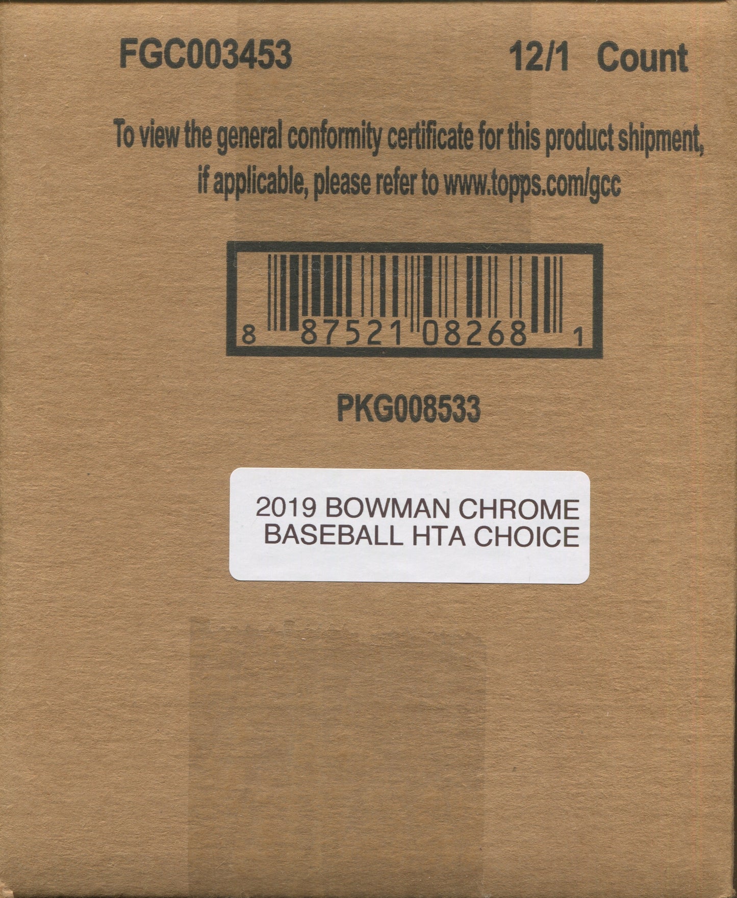 2019 Bowman Chrome HTA Choice Baseball, 12 Box Case