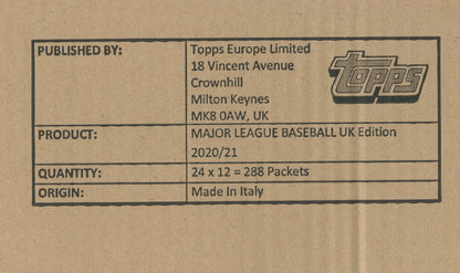 2020 Topps UK Edition Hobby Baseball, 12 Box Case