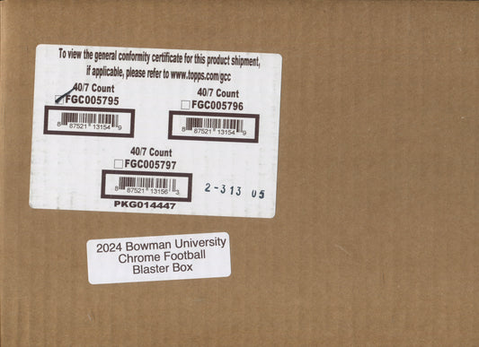 *LAST CASE* 2024 Bowman Chrome University Football, 40 Blaster Box Case