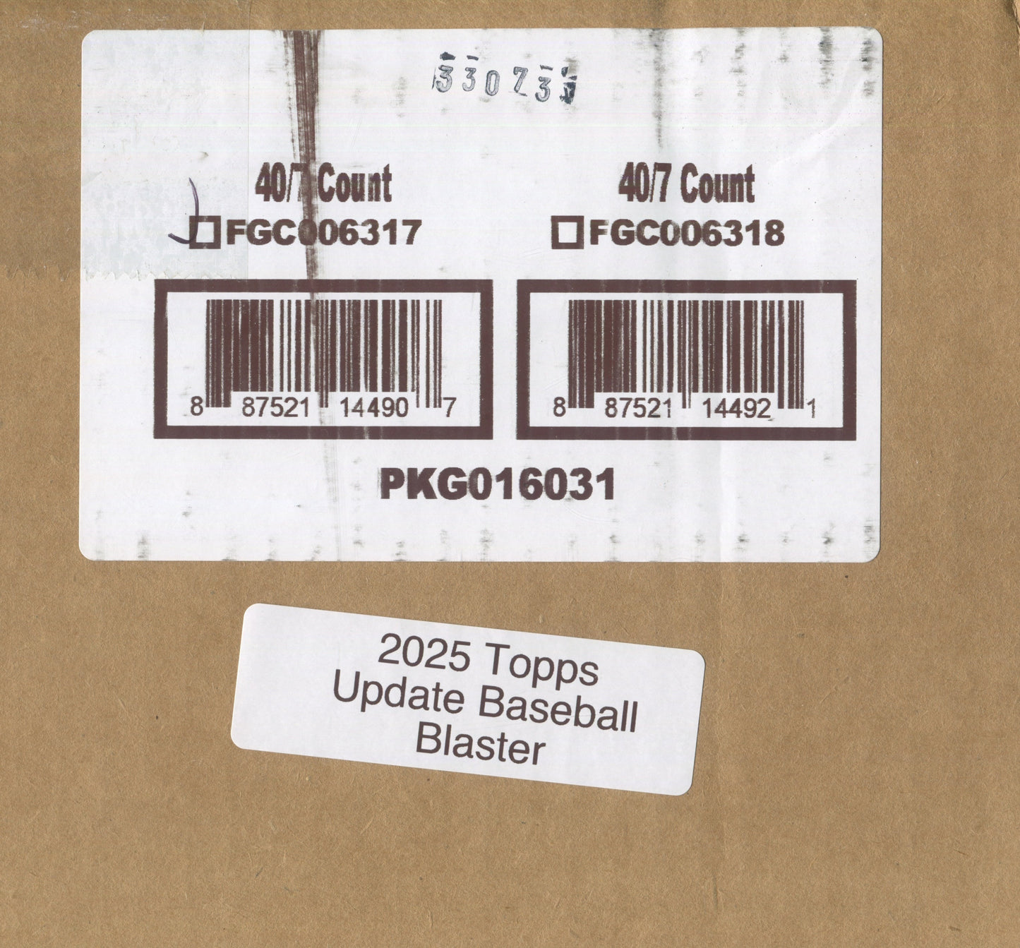 2025 Topps Update Series Baseball Blaster, 40 Box Case