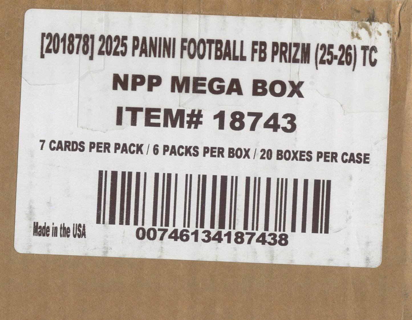 2025 Panini Prizm Football Mega, 20 Box Case (Neon Green Pulsar)
