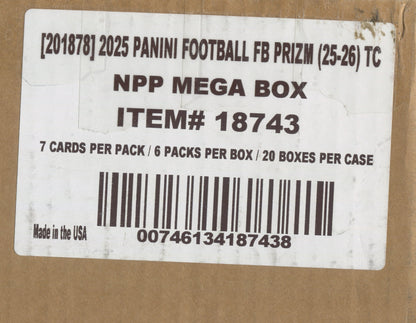 2025 Panini Prizm Football Mega, 20 Box Case (Neon Green Pulsar)