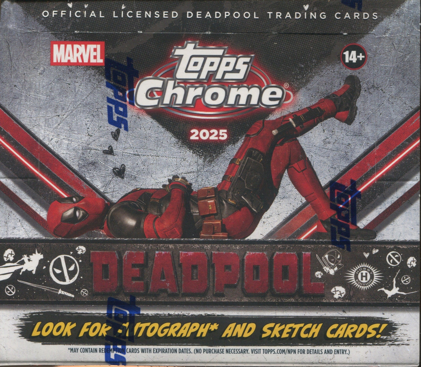 2025 Topps Chrome Marvel Deadpool Hobby, 12 Box Case