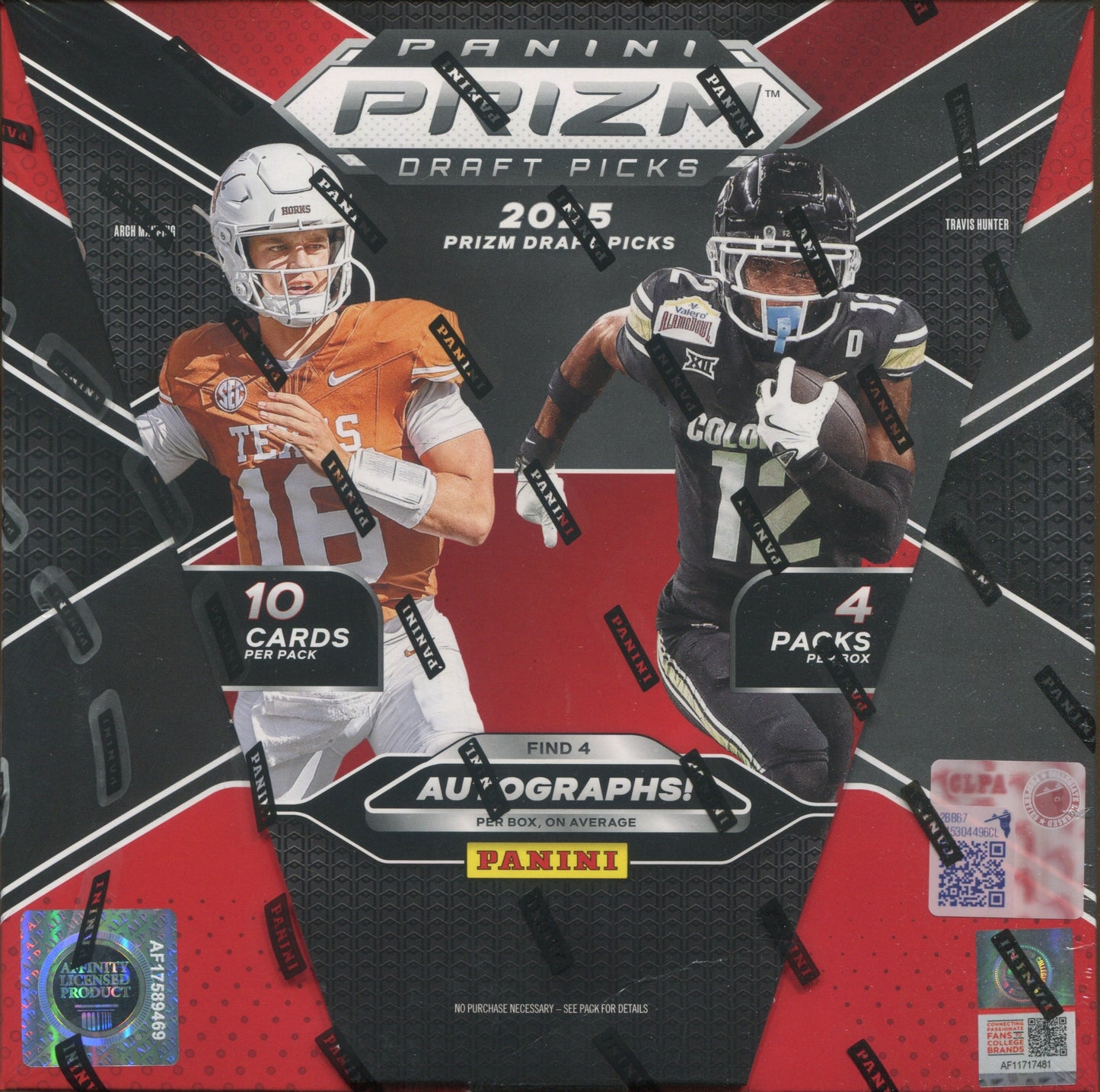 2025 Panini Prizm Collegiate Draft Football Hobby, 16 Box Case