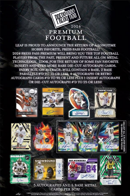 2024 Leaf Press Pass Premium Football Hobby, Box