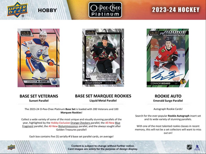 2023-24 Upper Deck O-Pee-Chee Platinum Hockey Hobby, Pack