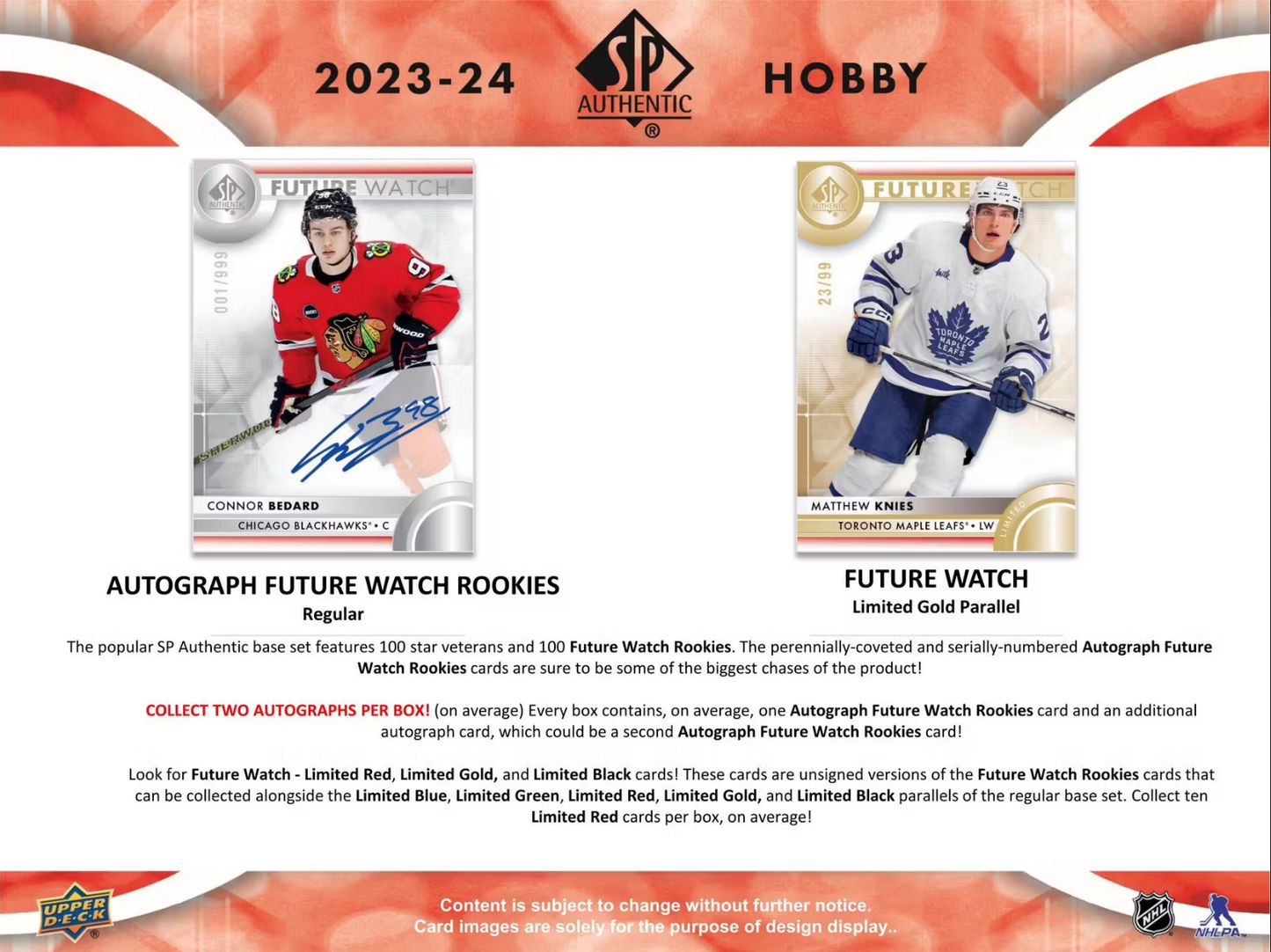 2023-24 Upper Deck SP Authentic Hockey Hobby, 8 Box Inner Case