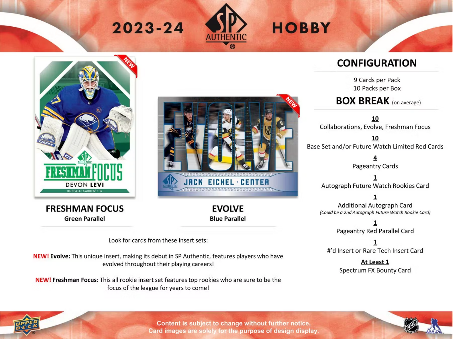 2023-24 Upper Deck SP Authentic Hockey Hobby, 8 Box Inner Case