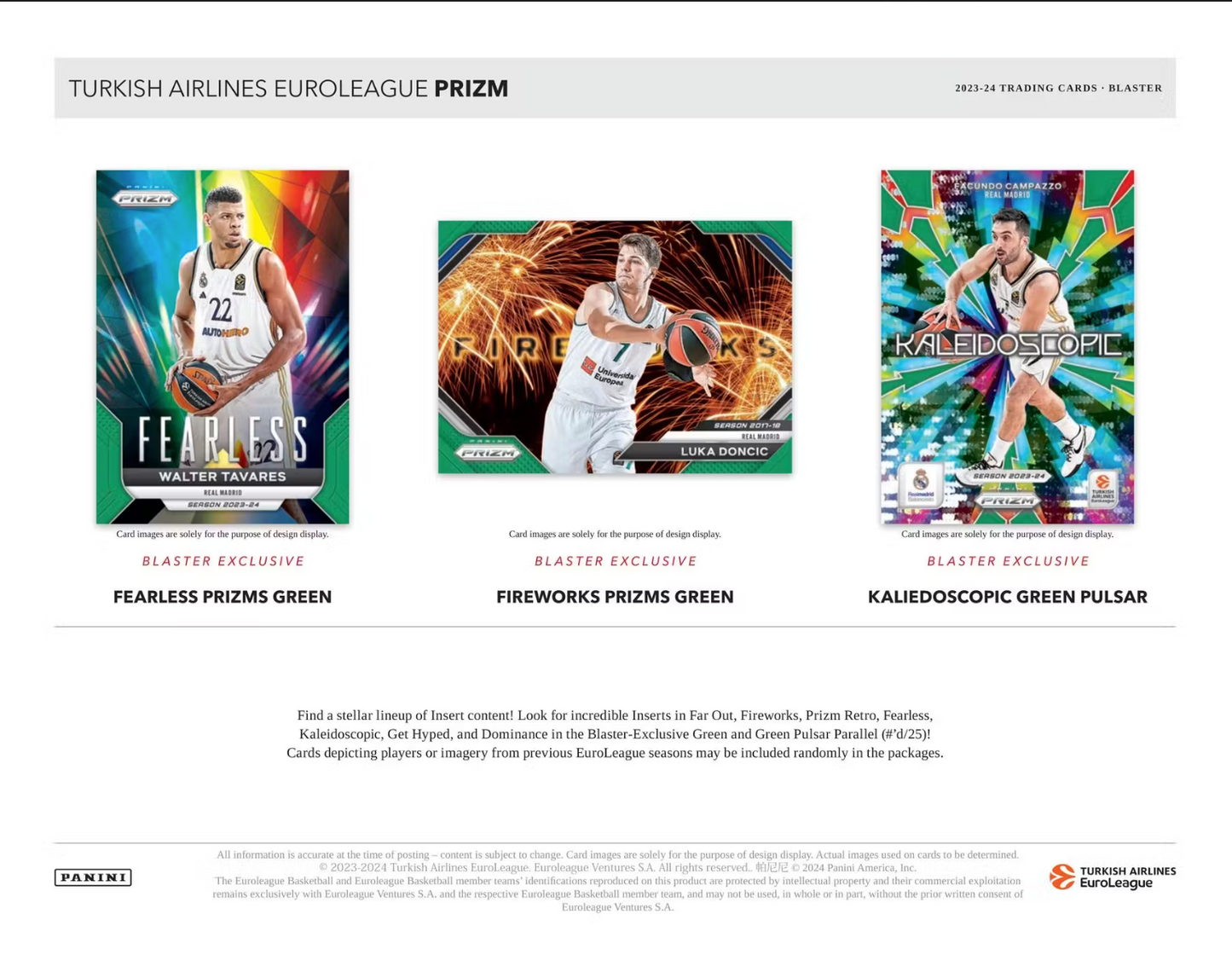 2023-24 Panini Prizm Turkish Airlines Euroleague Basketball, Blaster Box