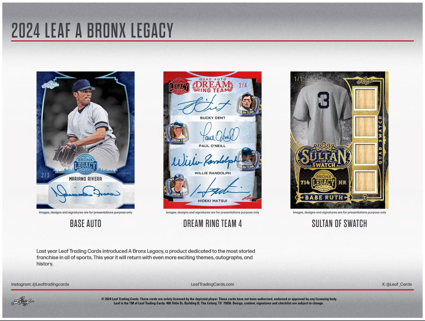 2024 Leaf A Bronx Legacy Baseball Series 2 Hobby, 10 Box Case
