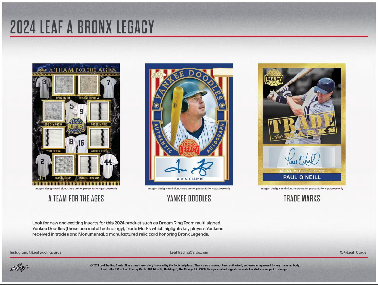 2024 Leaf A Bronx Legacy Baseball Series 2 Hobby, 10 Box Case