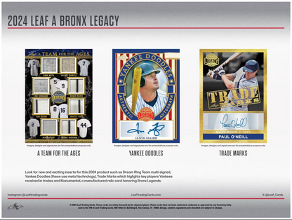 2024 Leaf A Bronx Legacy Baseball Series 2 Hobby, 10 Box Case