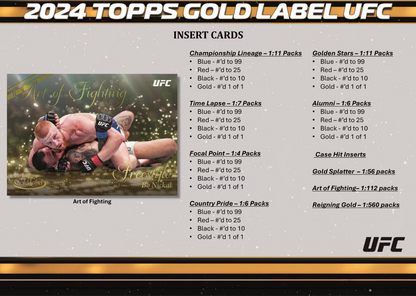 *LAST CASE* 2024 Topps UFC Gold Label Hobby, 8 Box Case
