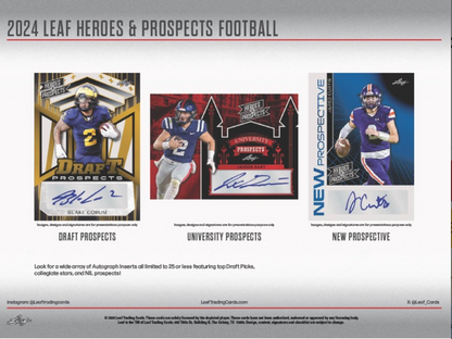 *LAST CASE* 2024 Leaf Heroes & Prospects Football Hobby, 12 Box Case