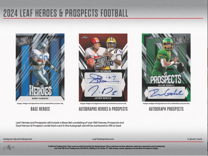 2024 Leaf Heroes & Prospects Football Jumbo, 8 Box Case