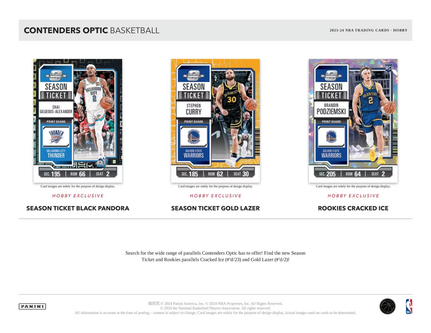 2023/24 Panini Contenders Optic Basketball Hobby, Box