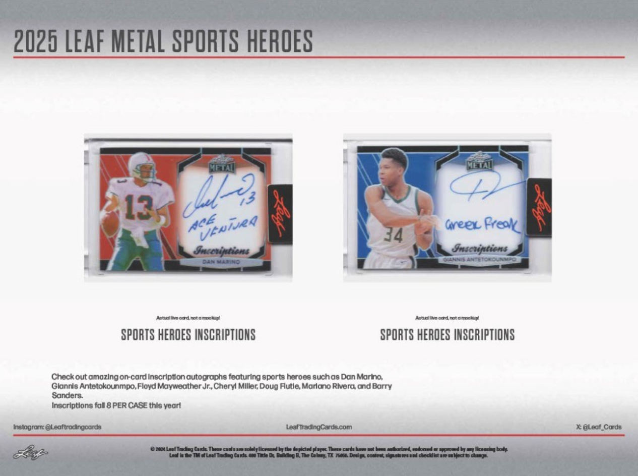 2025 Leaf Metal Sports Heroes Hobby, 25 Solo Pack Case