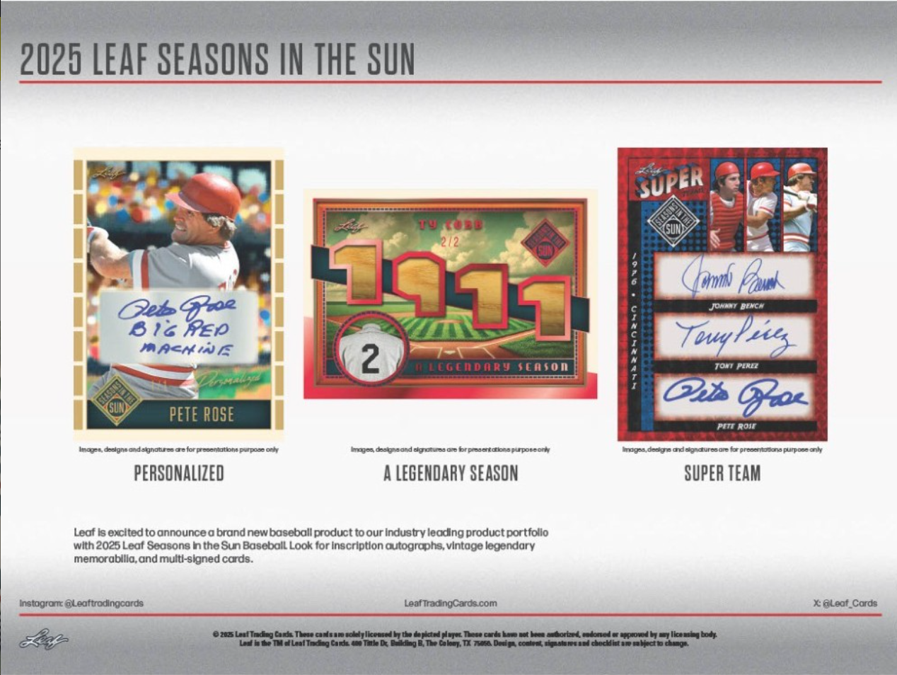 2025 Leaf Seasons In The Sun Baseball Hobby, 10 Box Case