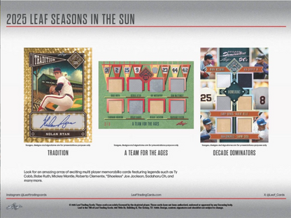 2025 Leaf Seasons In The Sun Baseball Hobby, 10 Box Case