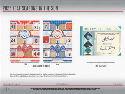 2025 Leaf Seasons In The Sun Baseball Hobby, 10 Box Case