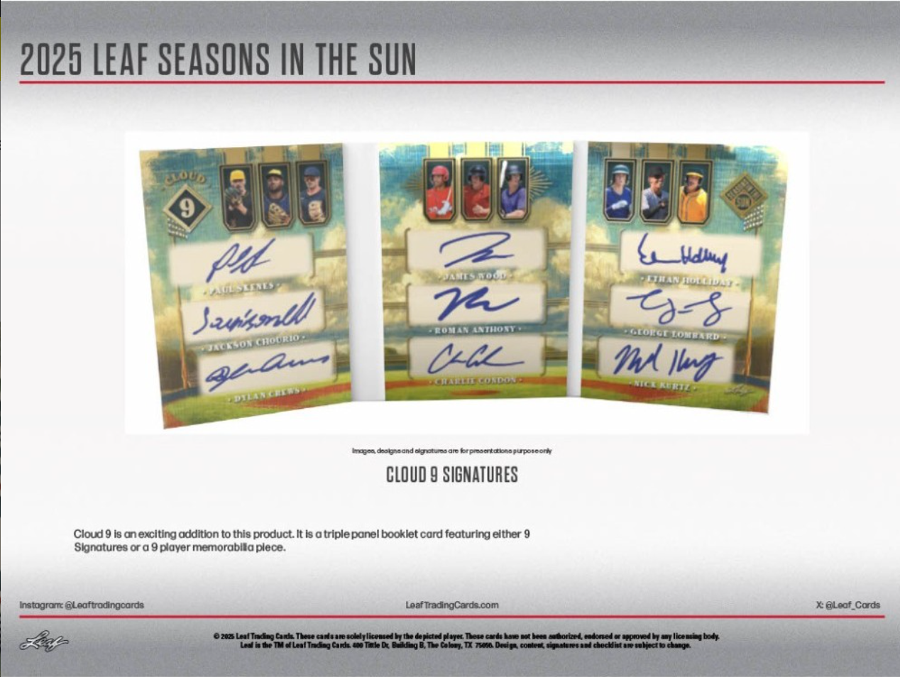 2025 Leaf Seasons In The Sun Baseball Hobby, 10 Box Case