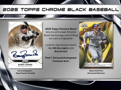 *LAST CASE* 2025 Topps Chrome Black Baseball Hobby, 12 Box Case