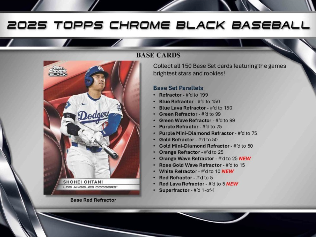 *LAST CASE* 2025 Topps Chrome Black Baseball Hobby, 12 Box Case