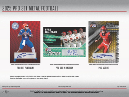 *LAST CASE* 2025 Leaf Pro Set Metal Football Hobby, 10 Box Case