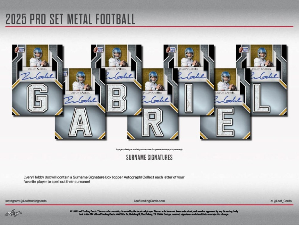 *LAST CASE* 2025 Leaf Pro Set Metal Football Hobby, 10 Box Case