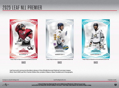 2025 Leaf National Lacrosse League Premier Edition Hobby, 12 Box Case