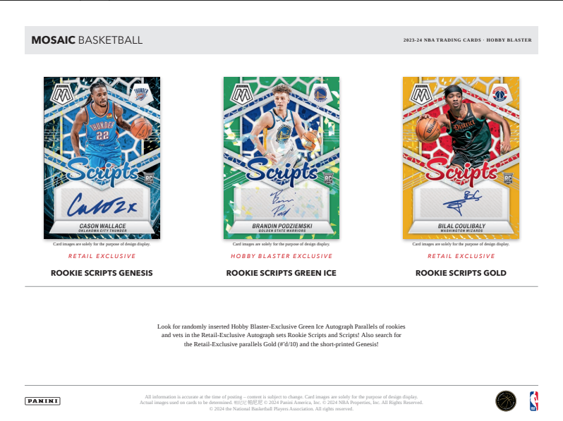 2023-24 Panini Mosaic Basketball, Hobby Blaster Box (GREEN ICE PRIZMS)