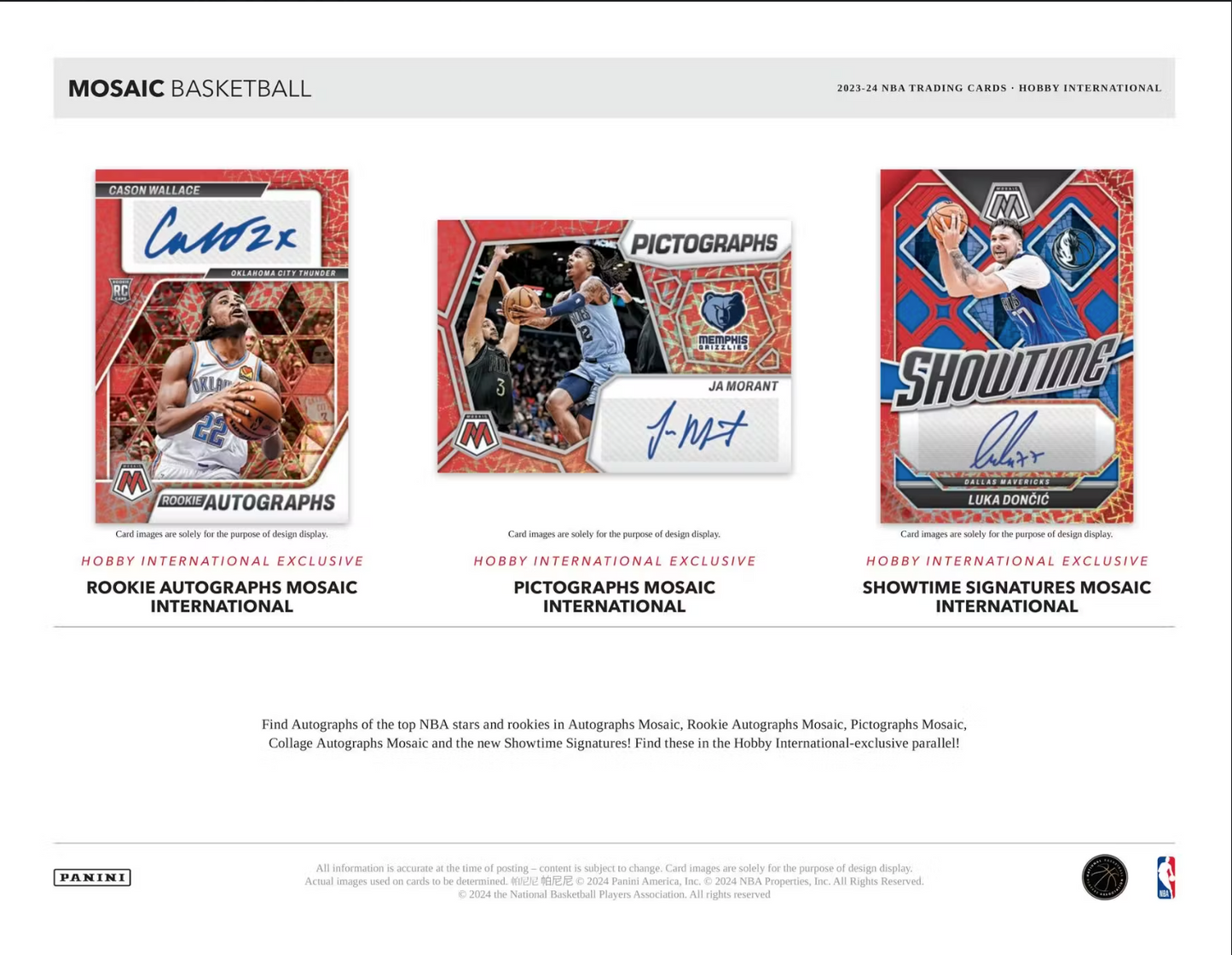 2023-24 Panini Mosaic Basketball Hobby International, Pack