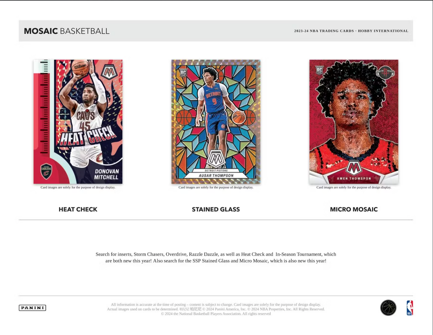 2023-24 Panini Mosaic Basketball Hobby International, Pack