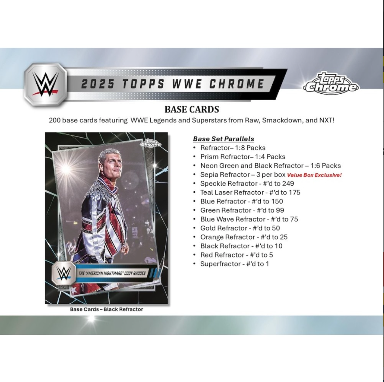 2025 Topps WWE Chrome Mega, 20 Box Case